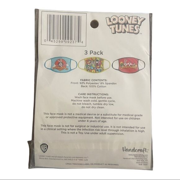 Looney Tunes Set of 3 Adult Washable Masks NEW in Package - Picture 3 of 3